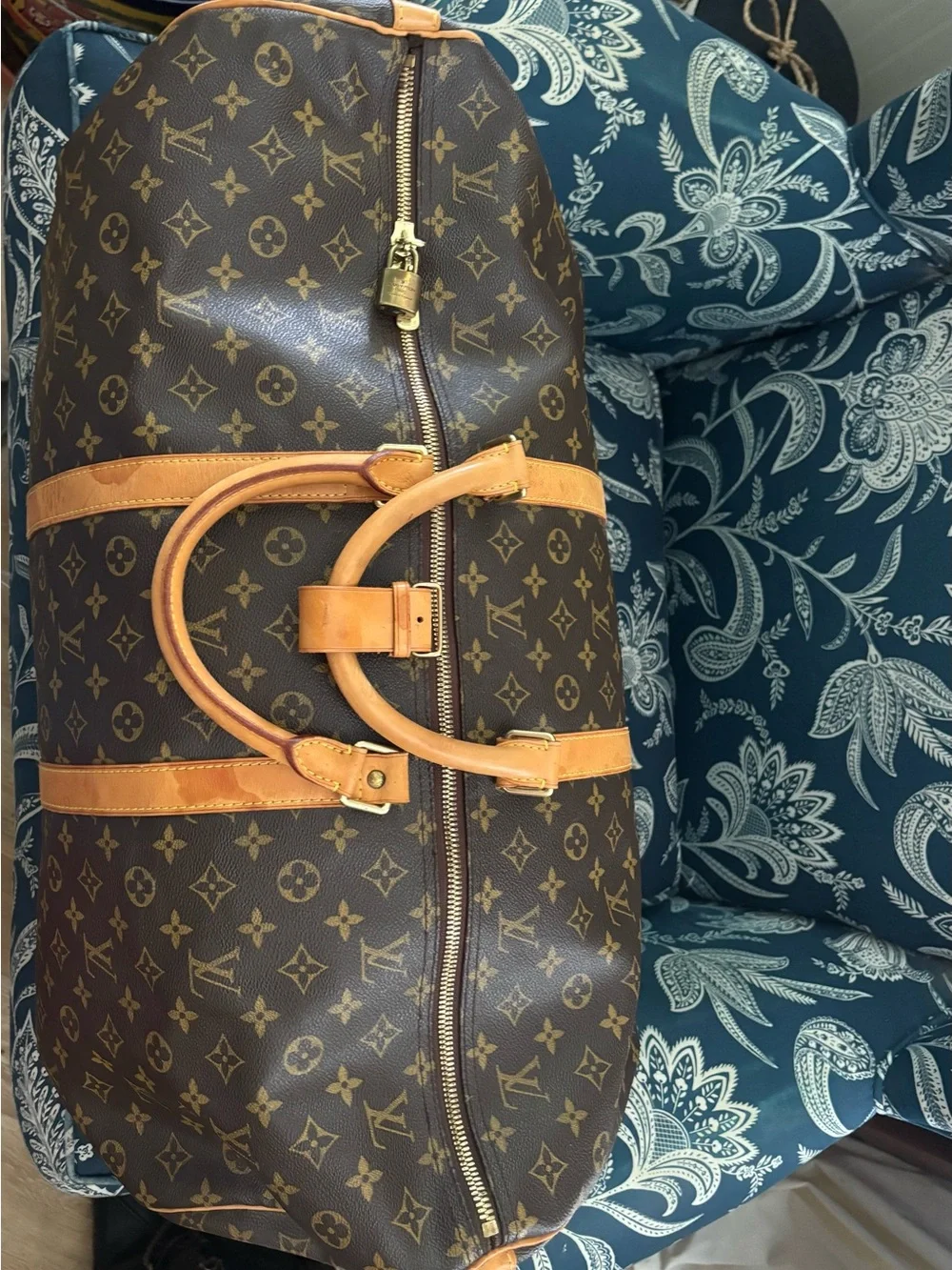 Authentic Louis Vuitton Monogram Keepall Duffle Bag - Brown/Tan BIG BAG